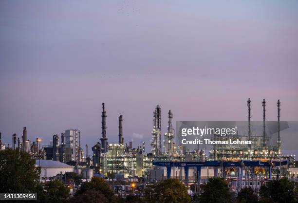 View of a chemical plant of German company BASF, in Ludwigshafen, Rhineland-Palatinate, western Germany, on October 06, 2022 in Ludwigshafen,...