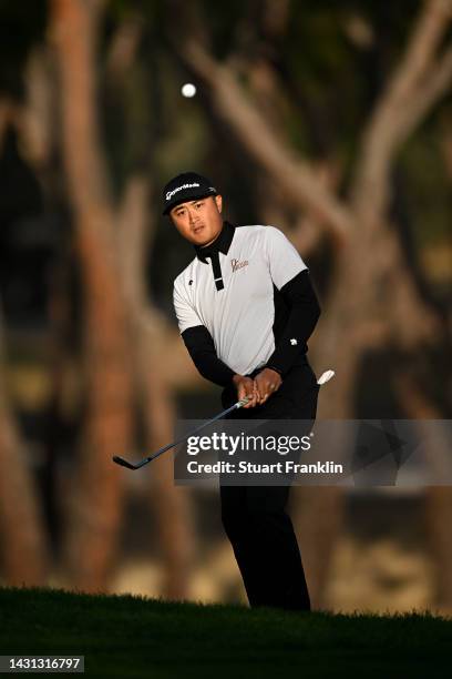 Zhengkai Bai of China plays his second shot on the 11th hole during Day Two of the acciona Open de Espana presented by Madrid at Club de Campo Villa...