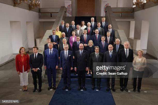 European leaders, including European Parliament President Roberta Metsola, French President Emmanuel Macron, Romanian President Klaus Iohannes, Czech...
