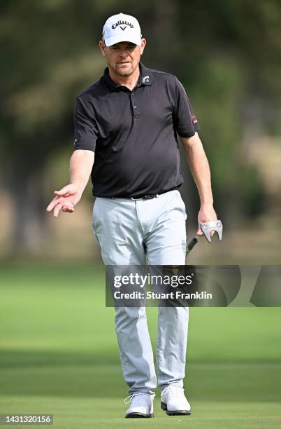 David Drysdale of Scotland looks on during Day Two of the acciona Open de Espana presented by Madrid at Club de Campo Villa de Madrid on October 07,...