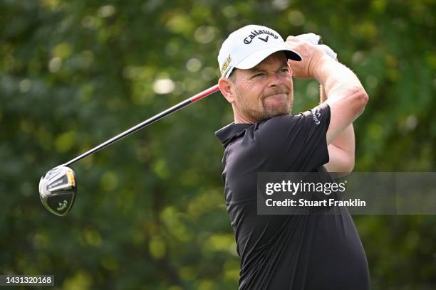 David Drysdale of Scotland tees off on the 15th hole during Day Two of the acciona Open de Espana presented by Madrid at Club de Campo Villa de...