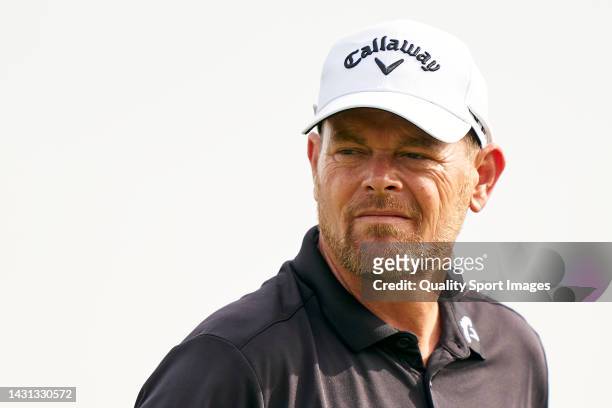 David Drysdale of Scotland looks on during Day Two of the acciona Open de Espana presented by Madrid at Club de Campo Villa de Madrid on October 07,...