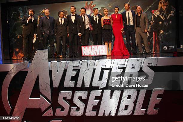 Jonathan Ross, Kevin Feige, Mark Ruffalo, Tom Hiddleston, Robert Downey Jr, Jeremy Renner, Scarlett Johansson, Cobie Smulders, Chris Hemsworth and...