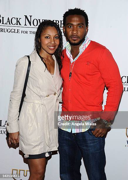 Actor Enyinna Nwigwe and Noura attend the 'Black November' screening on April 18, 2012 in Beverly Hills, California.