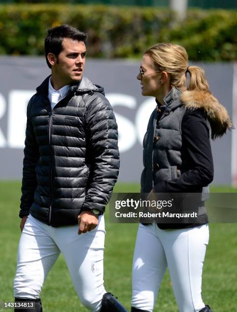 Sergio Alvarez and Marta Ortega attend the 51st Spanish Championship Horse Jumping competition held at the Real Club de Polo de Barcelona on April...