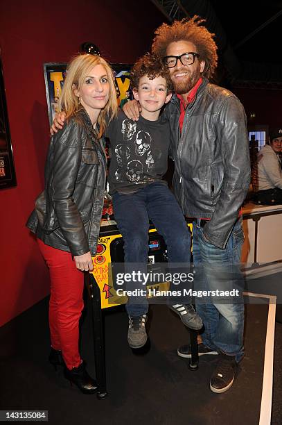 Singer Rufus Martin and his wife Maria and son Noah attend "The Who's Tommy" Premiere at Deutsches Theater on April 19, 2012 in Munich, Germany.