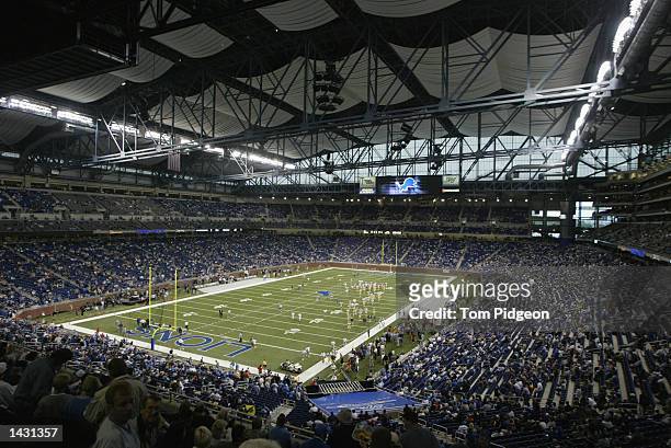 Fans pour into Ford Field prior to the start of the first regular season game in the new facility for the Detroit Lions before the game against the...