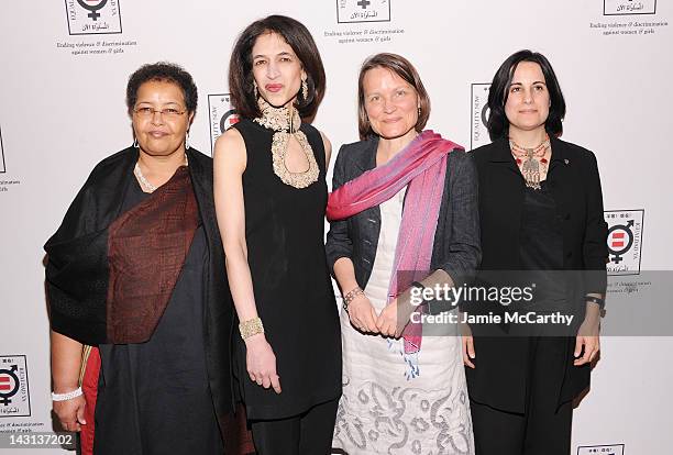 Faiza Jama Mohamed, Yasmeen Hassan, Jacqui Hunt, and Tzili Mor of Equality Now attend the Equality Now 20th Anniversary Fundraiser at Asia Society on...