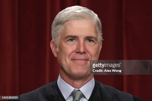 United States Supreme Court Associate Justice Neil Gorsuch poses for an official portrait at the East Conference Room of the Supreme Court building...