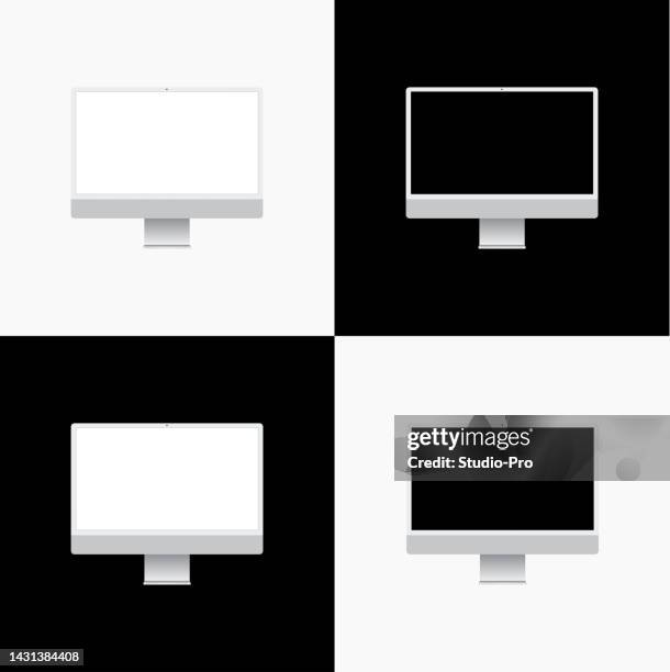 white desktop computer template similar to imac mockup - computer monitor vector stock illustrations