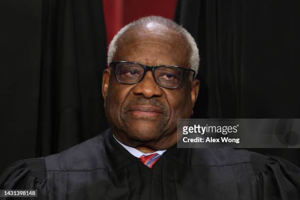 United States Supreme Court Associate Justice Clarence Thomas poses for an official portrait at the East Conference Room of the Supreme Court...