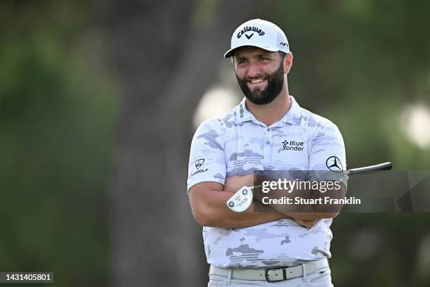 Jon Rahm of Spain reacts on the 12th hole during Day Two of the acciona Open de Espana presented by Madrid at Club de Campo Villa de Madrid on...