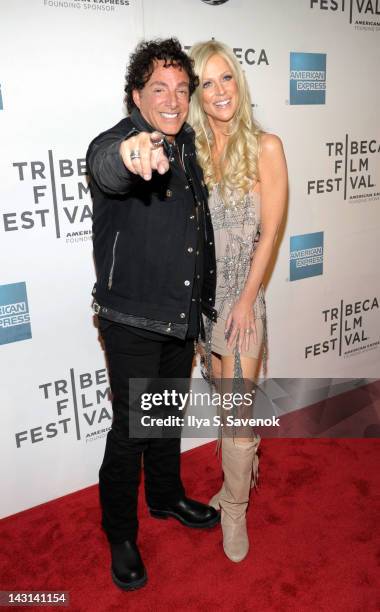 Neal Schon and Michaele Salahi attend the premiere of "Don't Stop Believin': Every-man's Journey" during the 2012 Tribeca Film Festival at BMCC...