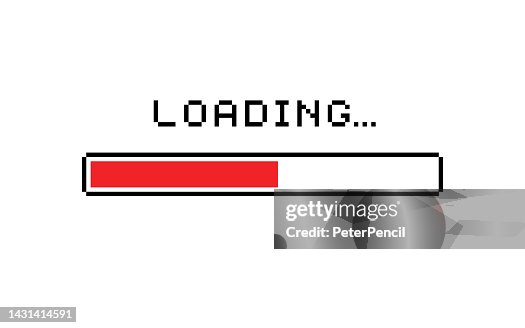 Loading Bar Pixel 8-bit. Retro Progress Bar on White Screen. Vector Stock Illustration Loading Bar Pixel 8-bit. Retro Progress Bar on White Screen. Vector Stock Illustration
