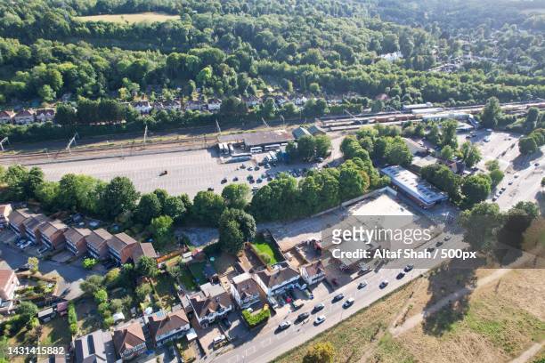 aerial view of hemel hempstead railway station england,hemel hempstead,united kingdom,uk - hemel hempstead stock-fotos und bilder