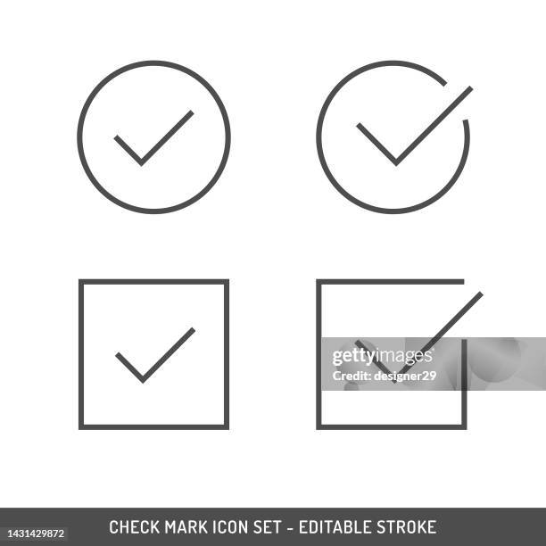 ilustrações de stock, clip art, desenhos animados e ícones de check mark icon set, editable stroke. - ajustar