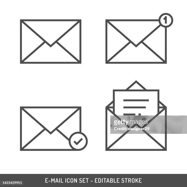 電子メールアイコンセット編集可能なストローク。 - e mail点のイラスト素材／クリップアート素材／マンガ素材／アイコン素材