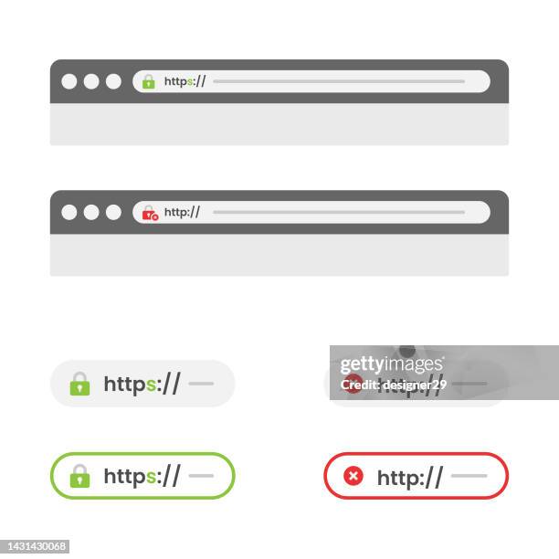 https icon set flat design on white background. internet security concept flat design. - web address stock illustrations