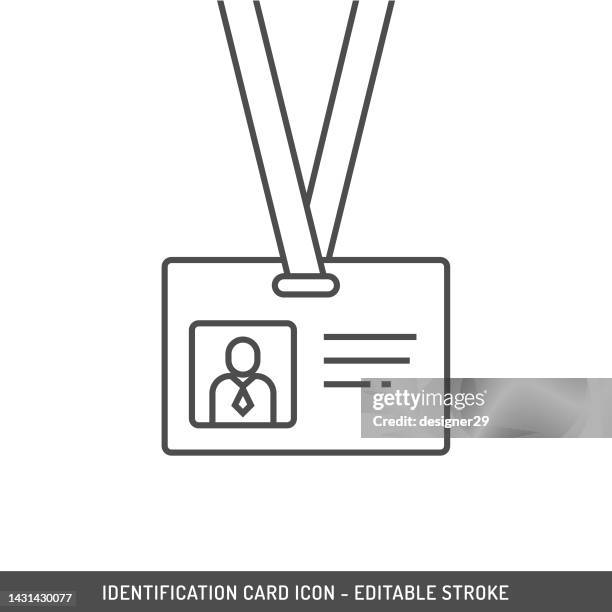 id card icon editable stroke. - name tag stock illustrations
