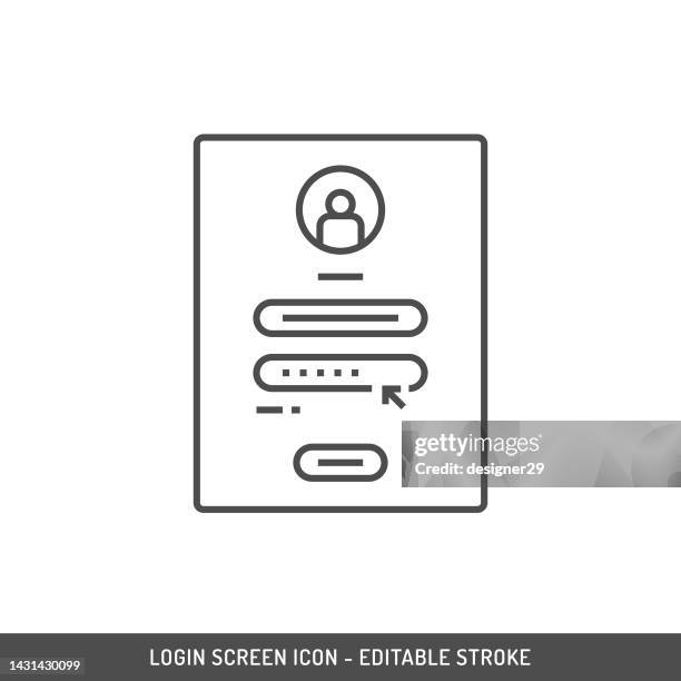 login screen icon editable stroke. - registration form stock illustrations