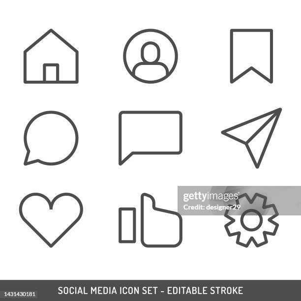 social media icon set editable stroke. - empty stadium stock illustrations