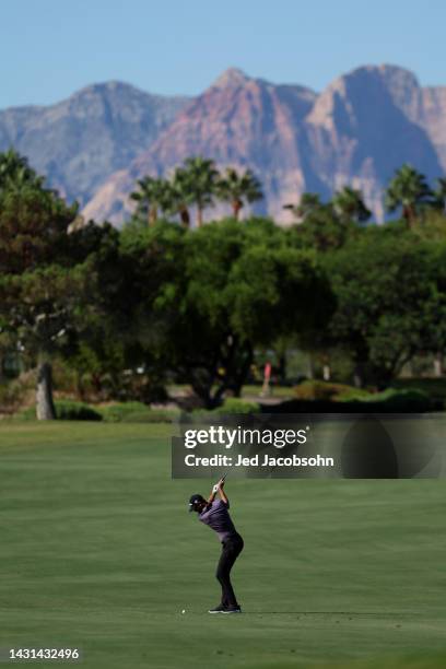 Kevin Tway plays his shot from the 11th fairway during the second round of the Shriners Children's Open at TPC Summerlin on October 07, 2022 in Las...