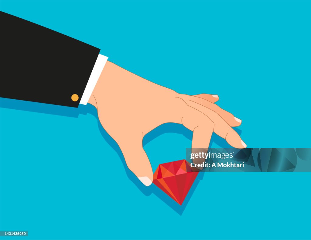 Diamond Hand Catching Hand Takes A Diamond On A Blue Background High-Res Vector Graphic ...
