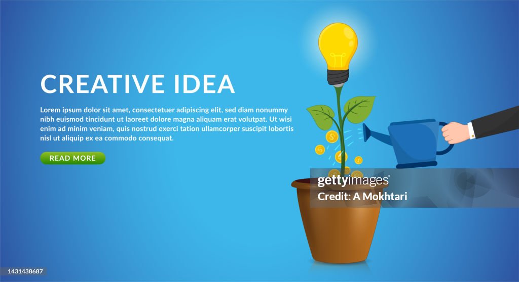 Caring for and developing ideas, idea plant, lamp grows in a vase...