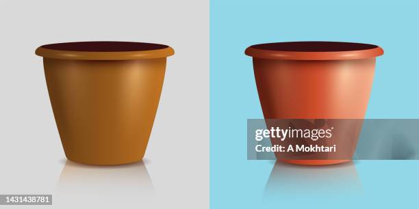 pot and empty vase. - spring flower pot stock illustrations