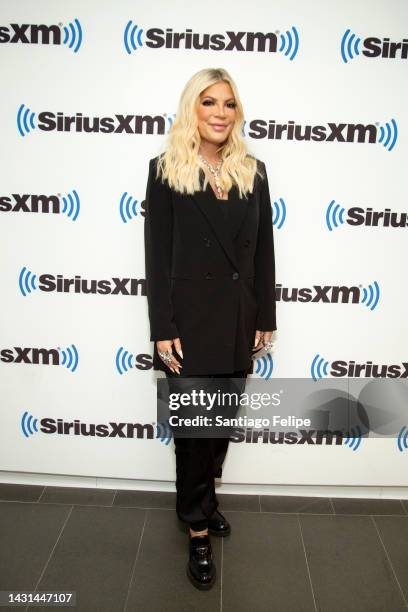 Tori Spelling visits SiriusXM Studios on October 07, 2022 in New York City.