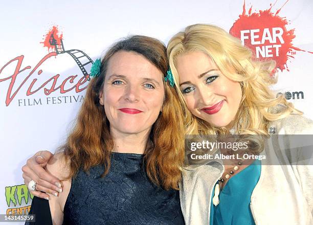 Actress Abigail Hopkins and producer/actress Jennifer Blanc arrives for the cast/crew Screening Of "Among Friends" held at the Jon Lovitz Comedy Club...