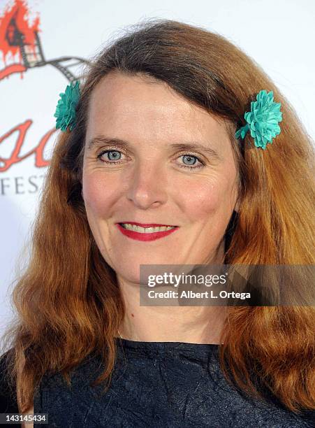 Actress Abigail Hopkins arrives for the cast/crew Screening Of "Among Friends" held at the Jon Lovitz Comedy Club on April 17, 2012 in Universal...