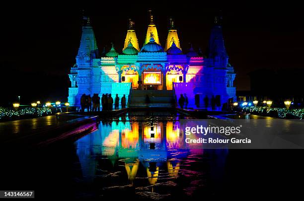 baps mandir temple in colors - rolour garcia stock pictures, royalty-free photos & images