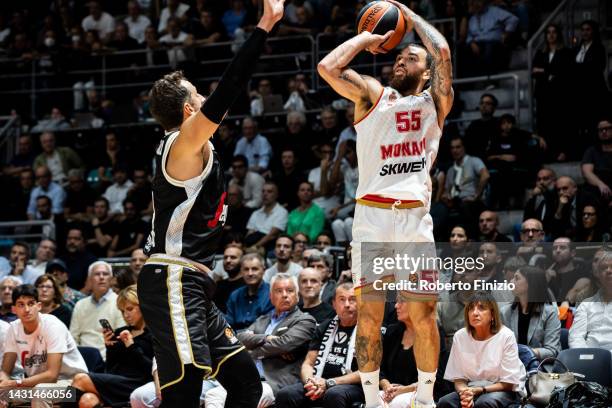 Mike James of AS Monaco in action during the 2022/2023 Turkish Airlines EuroLeague Regular Season Round 1 match between Virtus Segafredo Bologna and...