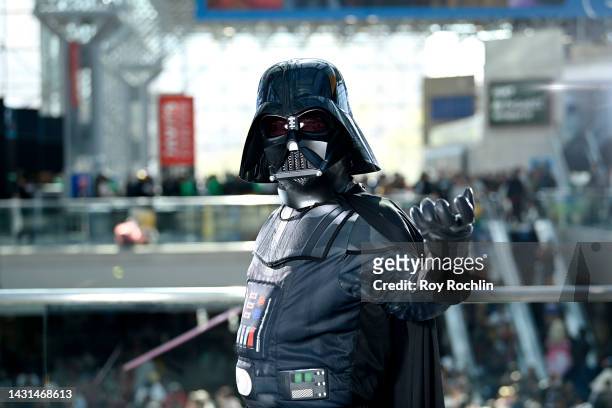Darth Vader cosplayer poses during New York Comic Con 2022 on October 07, 2022 in New York City.