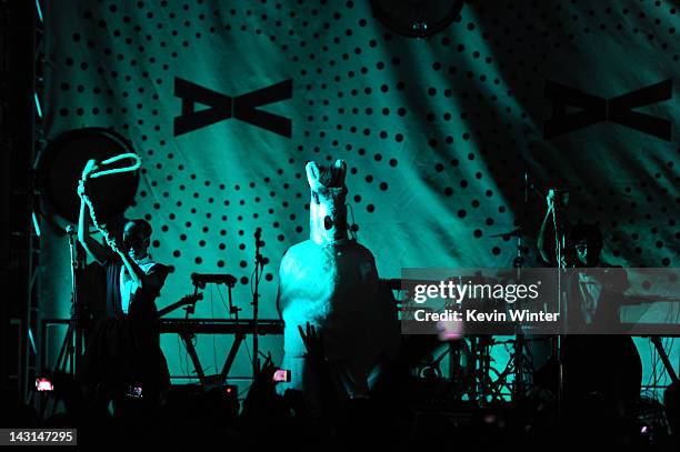 Singer Santigold performs onstage during Mercedes-Benz Transmission LA: AV CLUB Curated by Mike D at The Geffen Contemporary at MOCA on April 19,...