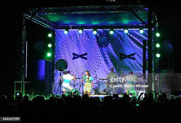 Singer Santigold performs onstage during Mercedes-Benz Transmission LA: AV CLUB Curated by Mike D at The Geffen Contemporary at MOCA on April 19,...