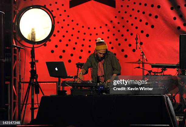 Jeremy Sole performs during Mercedes-Benz Transmission LA: AV CLUB Curated by Mike D at The Geffen Contemporary at MOCA on April 19, 2012 in Los...