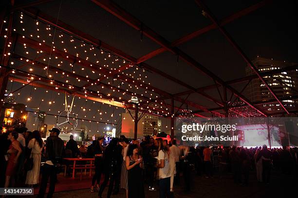 Guests attend Mercedes-Benz Transmission LA: AV CLUB Curated by Mike D at The Geffen Contemporary at MOCA on April 19, 2012 in Los Angeles,...