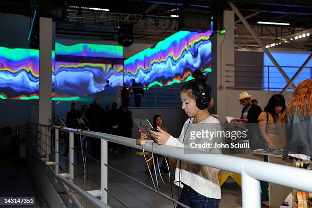 Guests attend Mercedes-Benz Transmission LA: AV CLUB Curated by Mike D at The Geffen Contemporary at MOCA on April 19, 2012 in Los Angeles,...