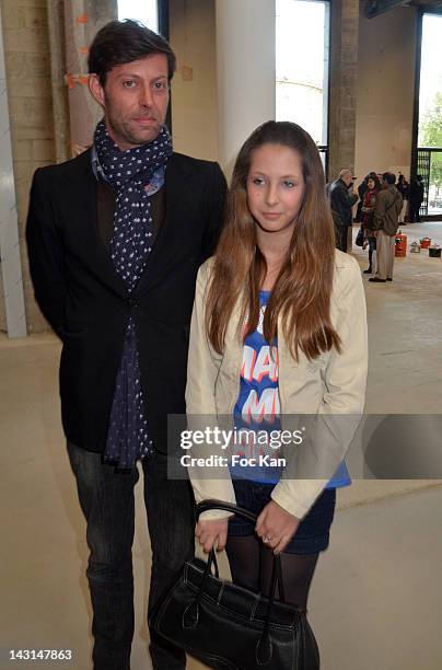 La Blanchisserie Gallery director Cyrille Troubetzkoy and his daughter Sasha attend the 'Triennale' 2012 - Exhibition Preview Cocktail at Palais De...