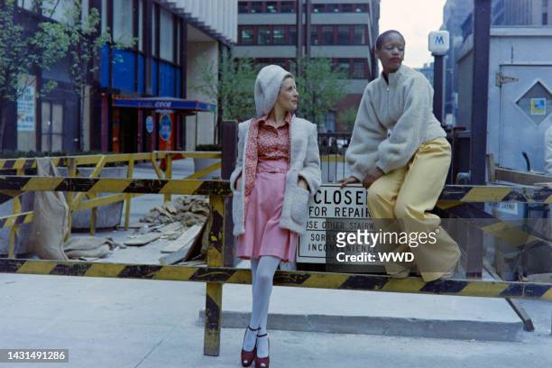 Toukie Smith and a model pose in looks from Digits fall collection in New York's Garment District.