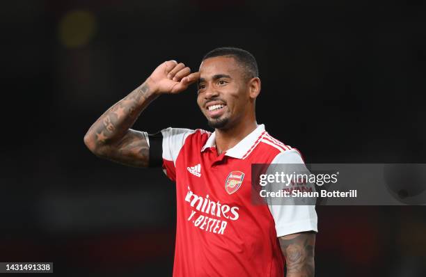 Gabriel Jesus of Arsenal during the UEFA Europa League group A match between Arsenal FC and FK Bodo/Glimt at Emirates Stadium on October 06, 2022 in...