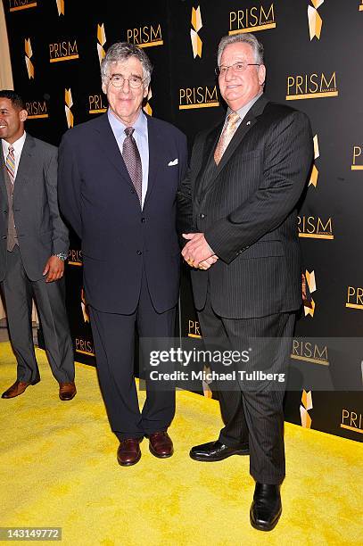 Actor Elliot Gould and Brian Dyak of the Entertainment Industries Council arrive at the 16th Annual Prism Awards at the Beverly Hills Hotel on April...