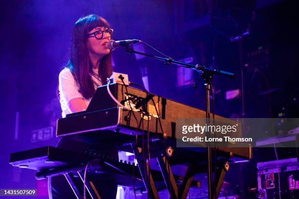 Kerri MacLellan of Alvvays performs at Islington Assembly Hall on October 07, 2022 in London, England.