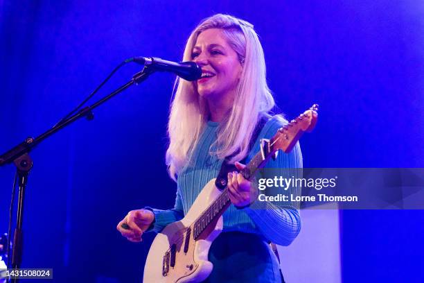 Molly Rankin of Alvvays performs at Islington Assembly Hall on October 07, 2022 in London, England.