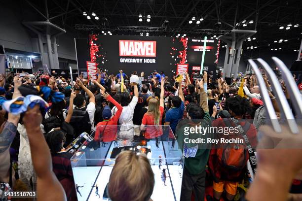 View of the Marvel Booth during New York Comic Con 2022 on October 07, 2022 in New York City.