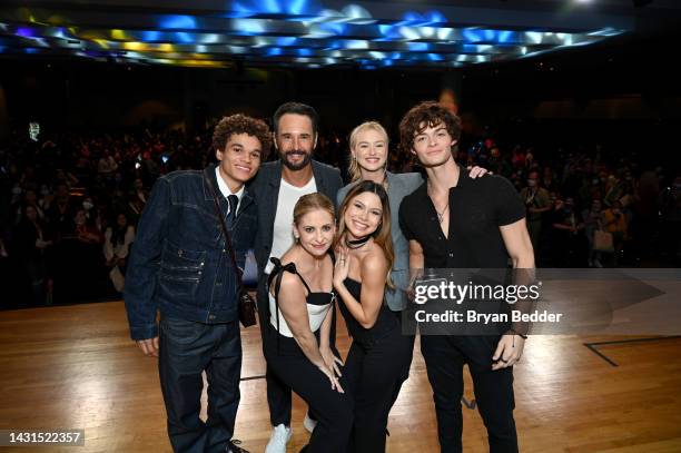 Armani Jackson, Rodrigo Santoro, Chloe Rose Robertson, Tyler Lawrence Gray Sarah Michelle Gellar and Bella Shepard pose onstage at the Teen Wolf:...