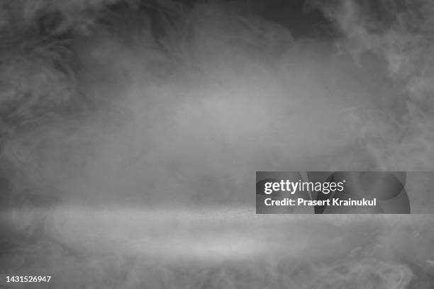 gray empty display with smoke used for background - fog stock pictures, royalty-free photos & images