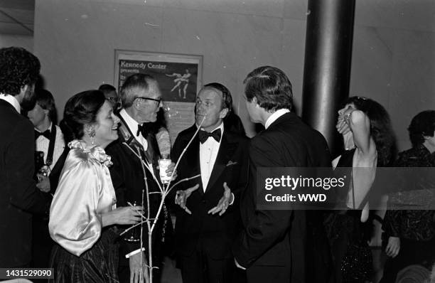 Elizabeth Stevens, Henry Fonda, George Stevens Jr., Alan Alda , and Shirlee Fonda attend an event at the Kennedy Center in Washington, D.C., on...